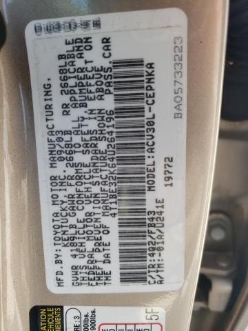 Photo 10 from auction – 2004 TOYOTA CAMRY LE with VIN 4T1BE32K64U264196