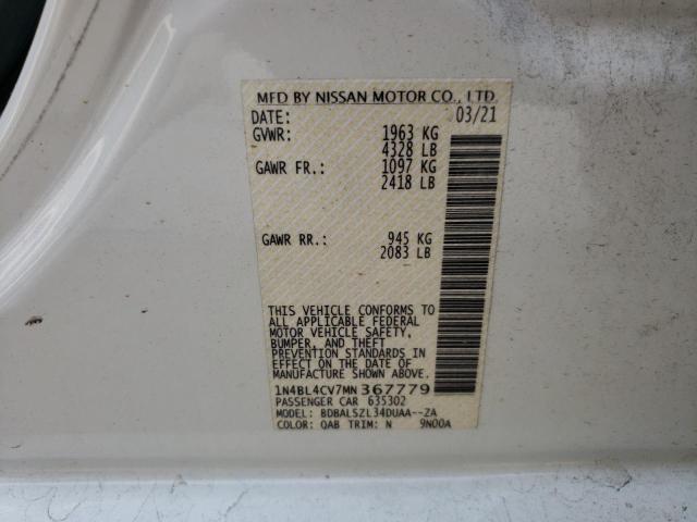 Photo 10 from auction – 2021 NISSAN ALTIMA SR with VIN 1N4BL4CV7MN367779