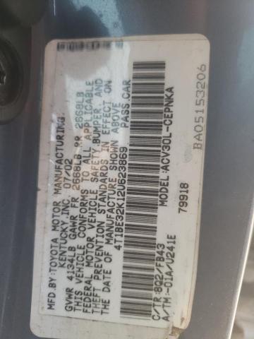 Photo 10 from auction – 2002 TOYOTA CAMRY with VIN 4T1BE32K12U623869