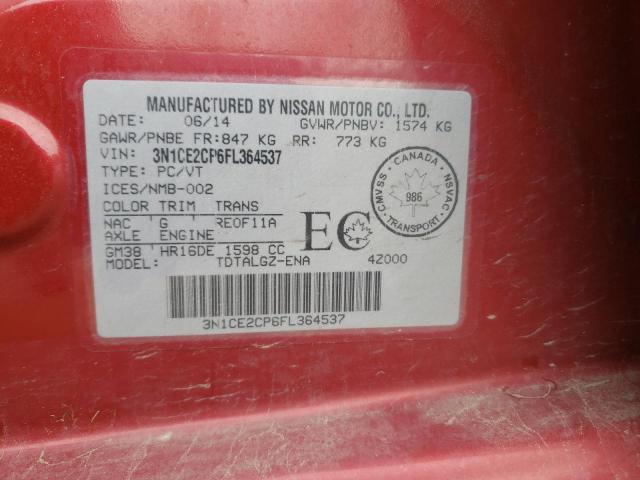 Photo 10 from auction – 2015 NISSAN VERSA NOTE with VIN 3N1CE2CP6FL364537