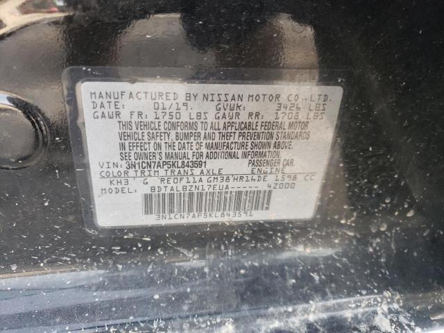 Photo 10 from auction – 2019 NISSAN VERSA S with VIN 3N1CN7AP5KL843591