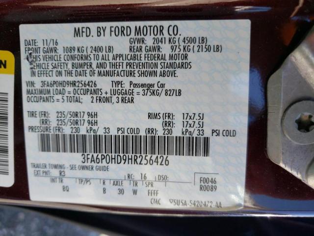 Photo 10 from auction – 2017 FORD FUSION SE with VIN 3FA6P0HD9HR256426