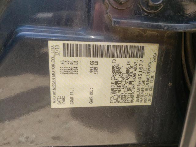 Photo 10 from auction – 2011 NISSAN ALTIMA SR with VIN 1N4BL2AP7BN451672