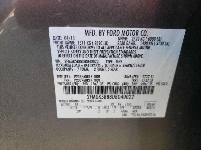 Photo 10 from auction – 2013 FORD FLEX SE with VIN 2FMGK5B88DBD40022