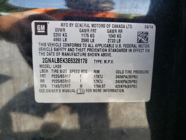 Photo 10 from auction – 2014 CHEVROLET EQUINOX LT with VIN 2GNALBEK3E6328178