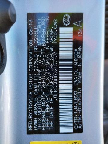 Photo 10 from auction – 2013 LEXUS CT 200 with VIN JTHKD5BH8D2157703