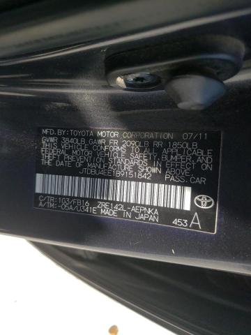 Photo 10 from auction – 2011 TOYOTA COROLLA BA with VIN JTDBU4EE1B9151842
