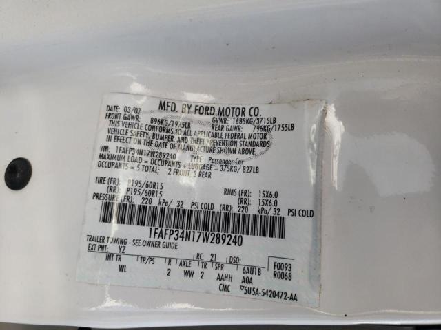 Photo 10 from auction – 2007 FORD FOCUS ZX4 with VIN 1FAFP34N17W289240