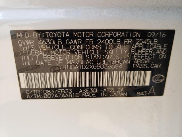 Photo 10 from auction – 2016 LEXUS IS 200T with VIN JTHBA1D2XG5036684