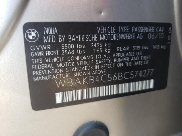 Photo 10 from auction – 2011 BMW 740 LI with VIN WBAKB4C56BC574277