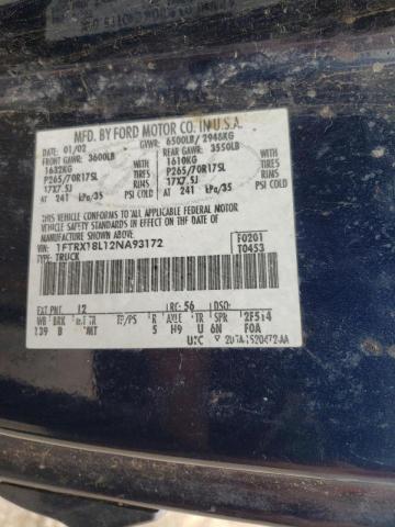 Photo 10 from auction – 2002 FORD F150 with VIN 1FTRX18L12NA93172
