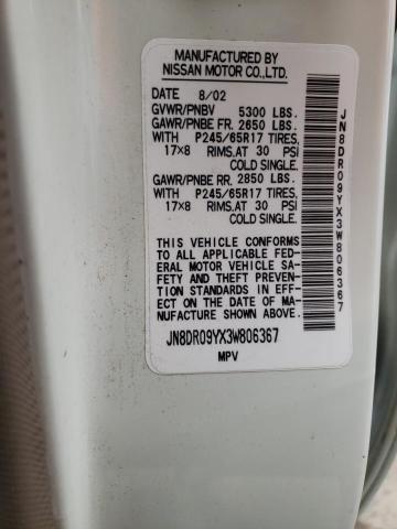 Photo 10 from auction – 2003 NISSAN PATHFINDER with VIN JN8DR09YX3W806367