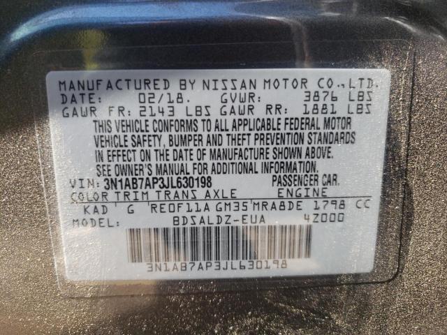 Photo 10 from auction – 2018 NISSAN SENTRA S with VIN 3N1AB7AP3JL630198