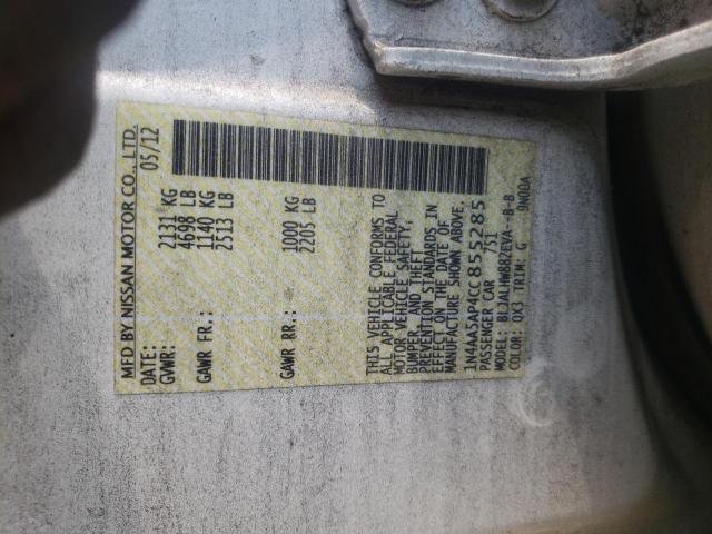 Photo 10 from auction – 2012 NISSAN MAXIMA S with VIN 1N4AA5AP4CC855285