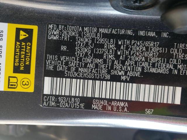 Photo 10 from auction – 2013 TOYOTA HIGHLANDER with VIN 5TDZK3EH5DS131798