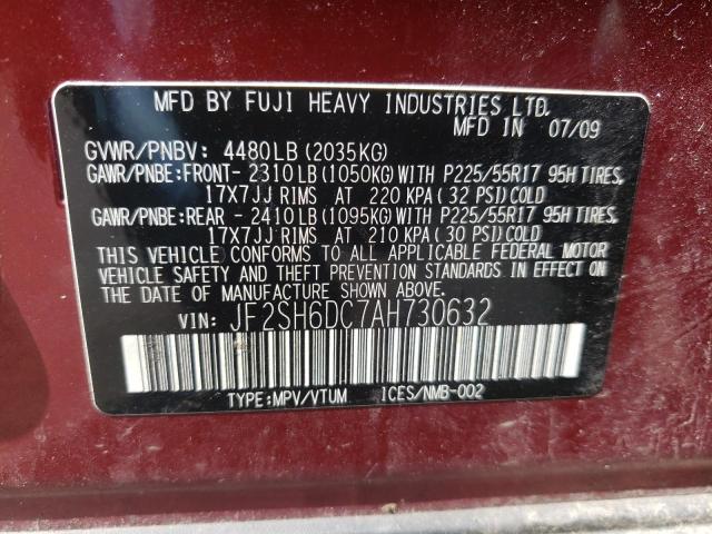 Photo 10 from auction – 2010 SUBARU FORESTER 2 with VIN JF2SH6DC7AH730632