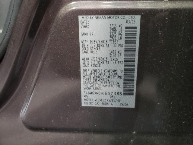 Photo 10 from auction – 2015 NISSAN PATHFINDER with VIN 5N1AR2MM0FC657385