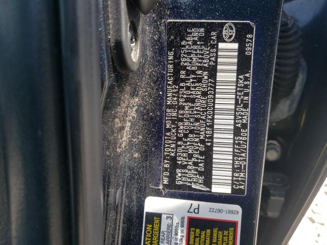 Photo 10 from auction – 2012 TOYOTA CAMRY BASE with VIN 4T1BF1FK0CU093777