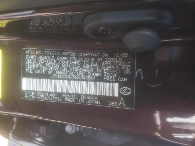 Photo 10 from auction – 2006 LEXUS ES 330 with VIN JTHBA30G365157861