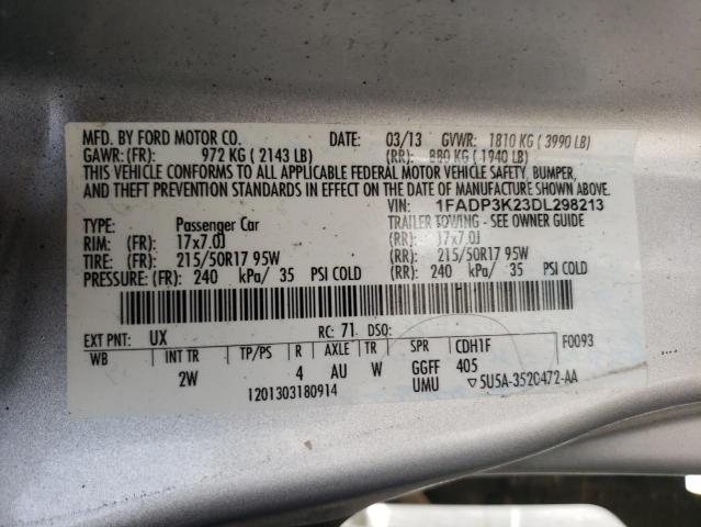 Photo 10 from auction – 2013 FORD FOCUS SE with VIN 1FADP3K23DL298213