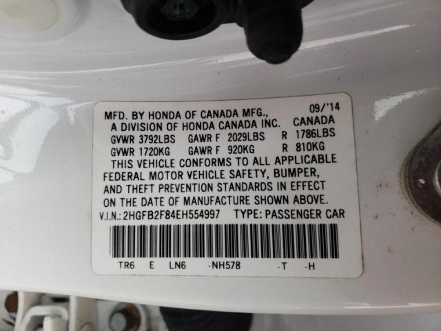 Photo 10 from auction – 2014 HONDA CIVIC EX with VIN 2HGFB2F84EH554997