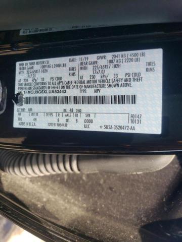 Photo 10 from auction – 2020 FORD ESCAPE SE with VIN 1FMCU9G6XLUA53443