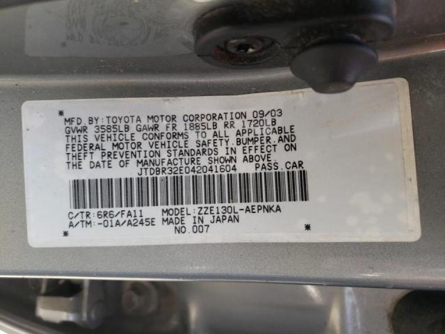 Photo 10 from auction – 2004 TOYOTA COROLLA CE with VIN JTDBR32E042041604