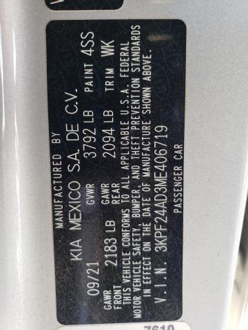 Photo 10 from auction – 2021 KIA FORTE FE with VIN 3KPF24AD3ME406719