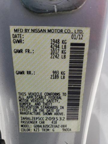 Photo 10 from auction – 2012 NISSAN ALTIMA S with VIN 1N4AL2EP5CC209532