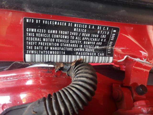 Photo 10 from auction – 2014 VOLKSWAGEN BEETLE with VIN 3VW5L7AT3EM800114
