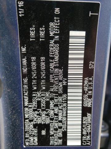 Photo 10 from auction – 2017 TOYOTA HIGHLANDER with VIN 5TDJZRFH4HS361106