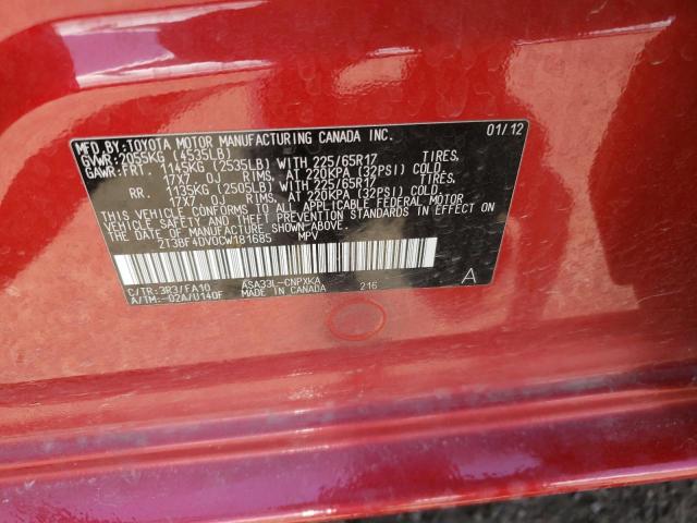 Photo 10 from auction – 2012 TOYOTA RAV4 with VIN 2T3BF4DV0CW181685