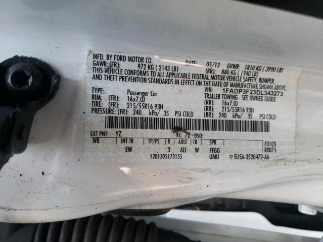 Photo 10 from auction – 2013 FORD FOCUS SE with VIN 1FADP3F23DL343273