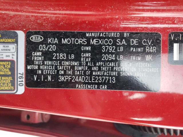 Photo 10 from auction – 2020 KIA FORTE FE with VIN 3KPF24AD2LE237713