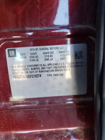 Photo 10 from auction – 2016 BUICK LACROSSE P with VIN 1G4GF5G30GF218274