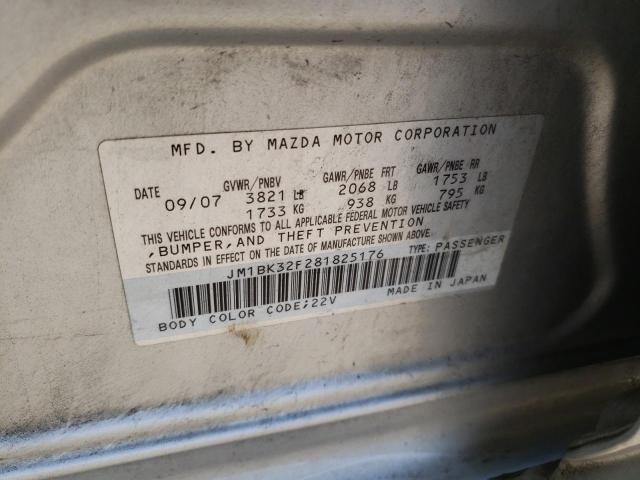 Photo 10 from auction – 2008 MAZDA 3 I with VIN JM1BK32F281825176