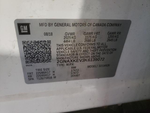 Photo 10 from auction – 2019 CHEVROLET EQUINOX LT with VIN 2GNAXKEV3K6139072