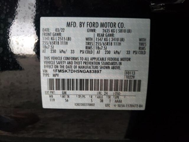 Photo 10 from auction – 2022 FORD EXPLORER X with VIN 1FMSK7DH5NGA83897
