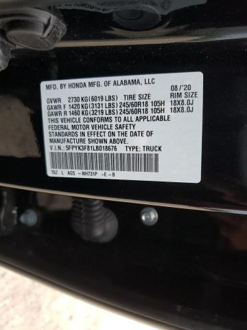 Photo 10 from auction – 2020 HONDA RIDGELINE with VIN 5FPYK3F81LB018676