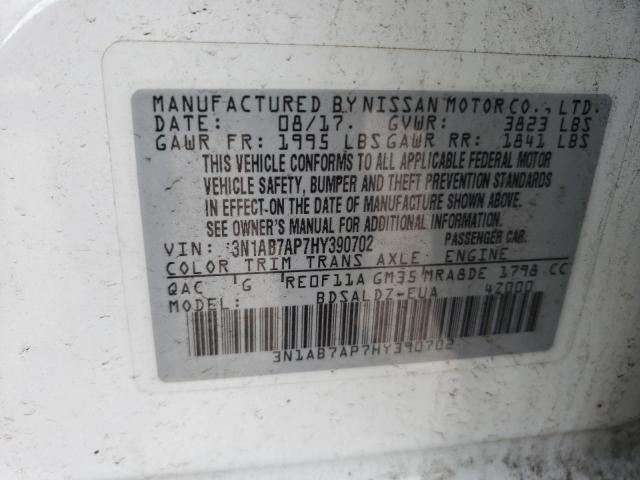 Photo 10 from auction – 2017 NISSAN SENTRA S with VIN 3N1AB7AP7HY390702