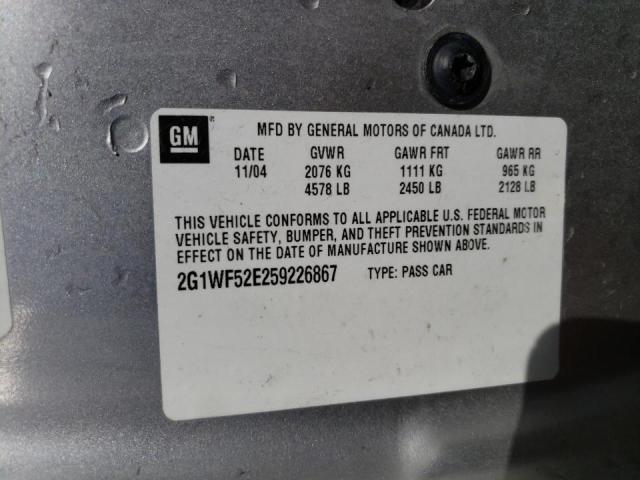 Photo 10 from auction – 2005 CHEVROLET IMPALA with VIN 2G1WF52E259226867