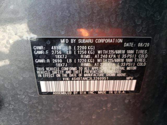 Photo 10 from auction – 2020 SUBARU OUTBACK LI with VIN 4S4BTANC3L3260951
