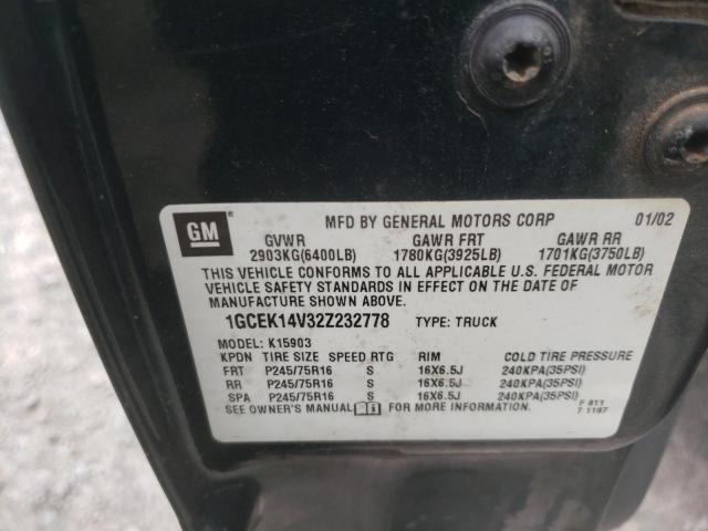 Photo 10 from auction – 2002 CHEVROLET SILVERADO with VIN 1GCEK14V32Z232778