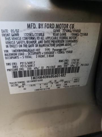 Photo 10 from auction – 2008 MERCURY SABLE LUXU with VIN 1MEHM40W68G601482