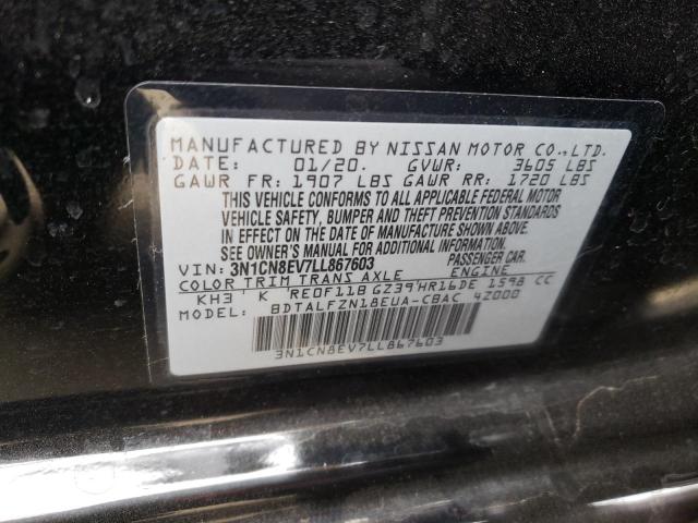 Photo 10 from auction – 2020 NISSAN VERSA SV with VIN 3N1CN8EV7LL867603