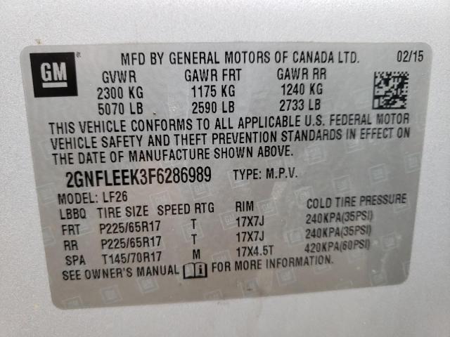 Photo 10 from auction – 2015 CHEVROLET EQUINOX LS with VIN 2GNFLEEK3F6286989