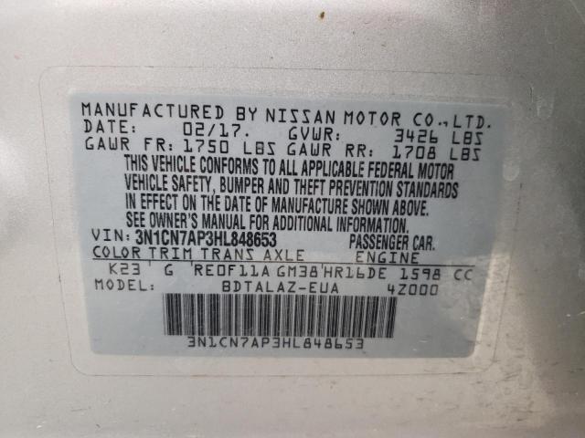 Photo 10 from auction – 2017 NISSAN VERSA S with VIN 3N1CN7AP3HL848653