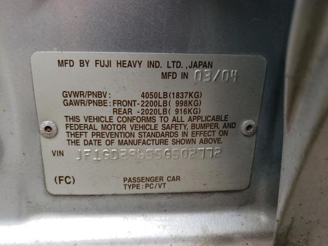 Photo 10 from auction – 2005 SUBARU IMPREZA WR with VIN JF1GD29655G502772