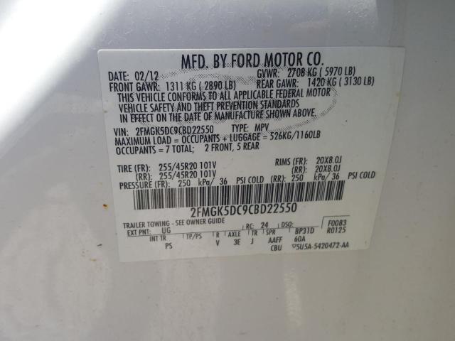 Photo 10 from auction – 2012 FORD FLEX LIMIT with VIN 2FMGK5DC9CBD22550