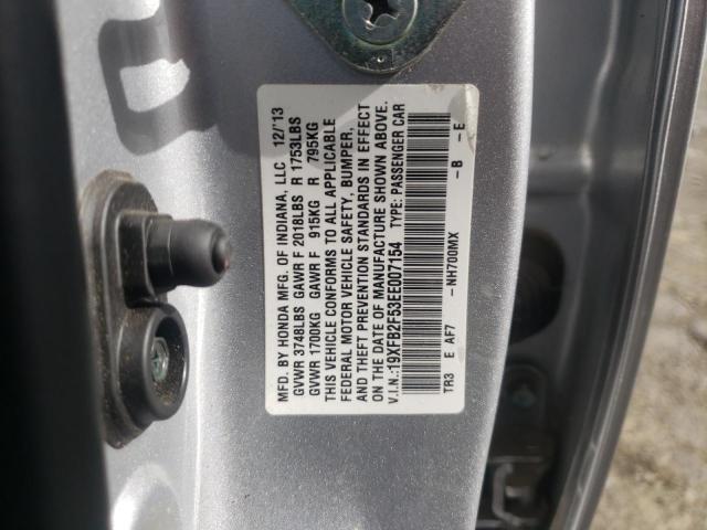 Photo 10 from auction – 2014 HONDA CIVIC LX with VIN 19XFB2F53EE007154